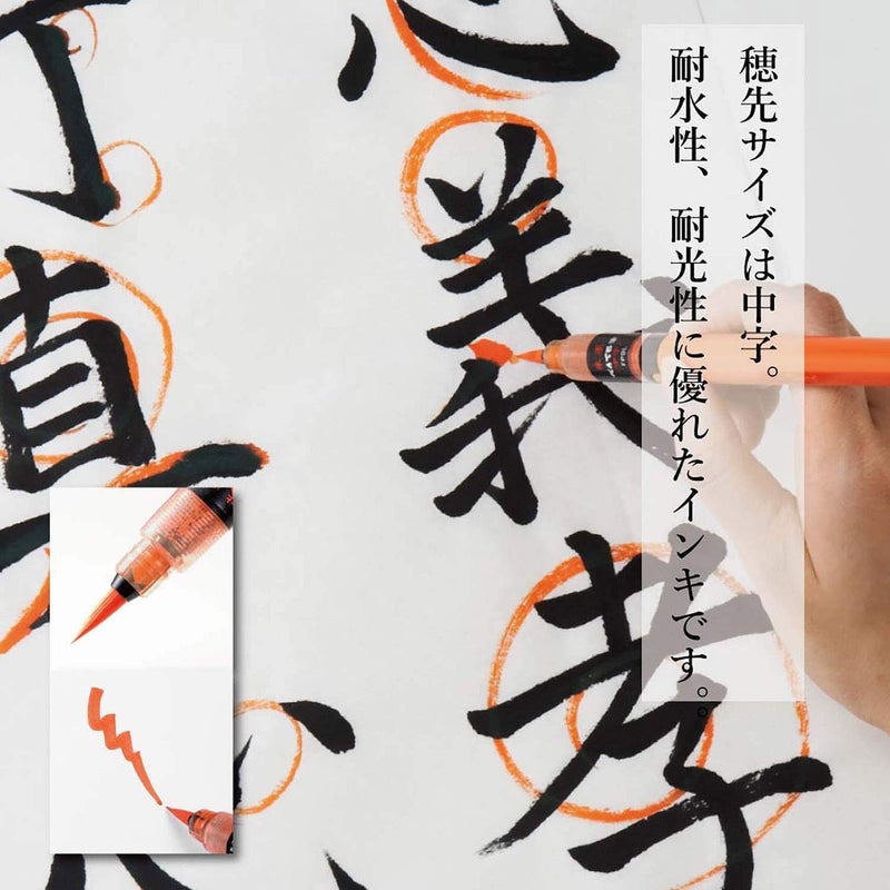 بنتل قلم فرشاة Pentel XFP9L، فرشاة Pentel، حبر أحمر، نقطة متوسطة، 1.6 × 9.1 × 0.6 بوصة (40 × 230 × 15 مم) - Image 2